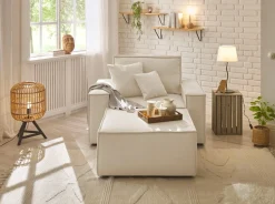OTTO home Loveseat »FINNLEY Struktur fein, Loveseat & Hocker im Set« 2 Stk. tlg. verfügbar in den Stoffqualitäten Bouclé, Struktur fein und Mega Cord