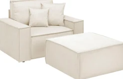 OTTO home Loveseat »FINNLEY Struktur fein, Loveseat & Hocker im Set« 2 Stk. tlg. verfügbar in den Stoffqualitäten Bouclé, Struktur fein und Mega Cord
