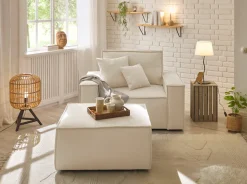OTTO home Loveseat »FINNLEY Struktur fein, Loveseat & Hocker im Set« 2 Stk. tlg. verfügbar in den Stoffqualitäten Bouclé, Struktur fein und Mega Cord