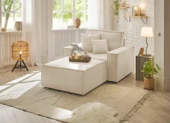 OTTO home Loveseat »FINNLEY Struktur fein, Loveseat & Hocker im Set« 2 Stk. tlg. verfügbar in den Stoffqualitäten Bouclé, Struktur fein und Mega Cord