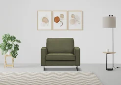 OTTO home Loveseat »Pinto 105 cm, Cord, Chenille, Lederoptik« mit Keder, Metallfüßen und auch in Cord Bezug erhältlich