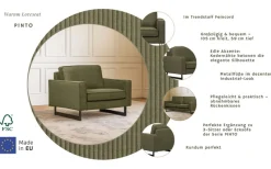 OTTO home Loveseat »Pinto 105 cm, Cord, Chenille, Lederoptik« mit Keder, Metallfüßen und auch in Cord Bezug erhältlich
