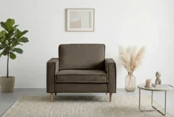 OTTO home Loveseat »Pinto Skandi 105 cm, Chenille, Struktur« mit Keder, Massivholzfüße Eiche geräuchert