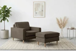 OTTO home Loveseat »Pinto Skandi 105 cm, Chenille, Struktur« mit Keder, Massivholzfüße Eiche geräuchert