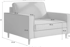 OTTO home Loveseat »Pinto Skandi 105 cm, Chenille, Struktur« mit Keder, Massivholzfüße Eiche geräuchert