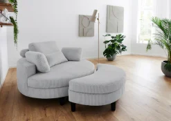 OTTO home Loveseat »Ravi Sessel, B: 114 cm, Sitzhöhe: 42 cm« XXL- Sessel, mit Stauraumhocker, Rückenstütze & 4 Zierkissen