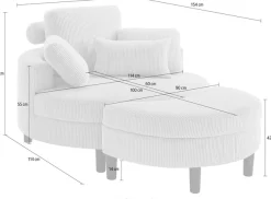 OTTO home Loveseat »Ravi Sessel, B: 114 cm, Sitzhöhe: 42 cm« XXL- Sessel, mit Stauraumhocker, Rückenstütze & 4 Zierkissen