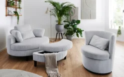 OTTO home Loveseat »Ravi Sessel, B: 114 cm, Sitzhöhe: 42 cm« XXL- Sessel, mit Stauraumhocker, Rückenstütze & 4 Zierkissen