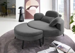 OTTO home Loveseat »Riko Sessel, B: 110 cm, Sitzhöhe: 44 cm« XXL- Sessel, mit Stauraumhocker, Rückenstütze & 4 Zierkissen