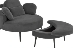 OTTO home Loveseat »Riko Sessel, B: 110 cm, Sitzhöhe: 44 cm« XXL- Sessel, mit Stauraumhocker, Rückenstütze & 4 Zierkissen