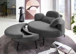OTTO home Loveseat »Riko Sessel, B: 110 cm, Sitzhöhe: 44 cm« XXL- Sessel, mit Stauraumhocker, Rückenstütze & 4 Zierkissen