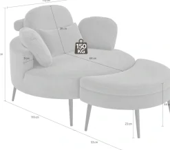 OTTO home Loveseat »Riko Sessel, B: 110 cm, Sitzhöhe: 44 cm« XXL- Sessel, mit Stauraumhocker, Rückenstütze & 4 Zierkissen
