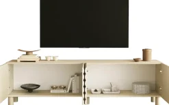 OTTO home Lowboard »Adria, 202 cm breit, 4 Türen, Mediaboard, TV-Schrank, TV-Board« Korpus Talco Spatolato, MDF-Fronten in 3D-Design, viel Stauraum