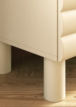 OTTO home Lowboard »Adria, 202 cm breit, 4 Türen, Mediaboard, TV-Schrank, TV-Board« Korpus Talco Spatolato, MDF-Fronten in 3D-Design, viel Stauraum