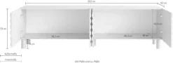 OTTO home Lowboard »Adria, 202 cm breit, 4 Türen, Mediaboard, TV-Schrank, TV-Board« Korpus Talco Spatolato, MDF-Fronten in 3D-Design, viel Stauraum