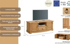 OTTO home Lowboard »Anna« Gesamtmaße (B/T/H): ca. 140/44/50 cm,TV-Board, Breite 140 cm, 2 Türen, 1 Schublade, Massivholz, FSC®