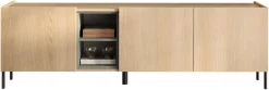 OTTO home Lowboard »Badia, 182 cm breit, 3 Türen, Mediaboard, TV-Schrank« Innenliegendes Top, gerade Metallfüße, salbeigrüne Farbakzente
