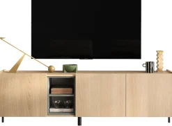 OTTO home Lowboard »Badia, 182 cm breit, 3 Türen, Mediaboard, TV-Schrank« Innenliegendes Top, gerade Metallfüße, salbeigrüne Farbakzente