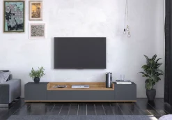 OTTO home Lowboard »BOLSENA,TV-Kommode, TV-Möbel,TV-Bank, 4 Fächer und offenes Ablagefach« 1 Stk. tlg. stehend/hängend montierbar, Made in Italy, B/T/H: 200 × 35 × 31,2 cm