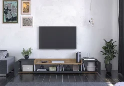 OTTO home Lowboard »BOLSENA,TV-Kommode, TV-Möbel,TV-Bank, 4 Fächer und offenes Ablagefach« 1 Stk. tlg. stehend/hängend montierbar, Made in Italy, B/T/H: 200 × 35 × 31,2 cm