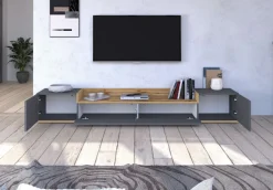 OTTO home Lowboard »BOLSENA,TV-Kommode, TV-Möbel,TV-Bank, 4 Fächer und offenes Ablagefach« 1 Stk. tlg. stehend/hängend montierbar, Made in Italy, B/T/H: 200 × 35 × 31,2 cm