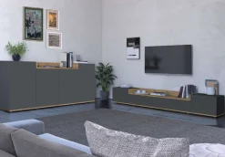 OTTO home Lowboard »BOLSENA,TV-Kommode, TV-Möbel,TV-Bank, 4 Fächer und offenes Ablagefach« 1 Stk. tlg. stehend/hängend montierbar, Made in Italy, B/T/H: 200 × 35 × 31,2 cm