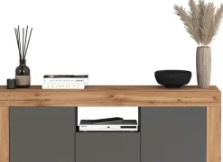 OTTO home Lowboard »CHRONOS Breite 155 cm mit 2 Türen, 1 Schublade,1 offenes Fach« 1 Stk. tlg. TV-Board, Sideboard niedrig, Grifflos mit Push to Open 'Made in Italy'