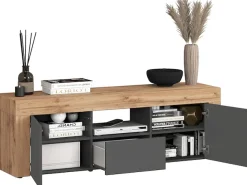 OTTO home Lowboard »CHRONOS Breite 155 cm mit 2 Türen, 1 Schublade,1 offenes Fach« 1 Stk. tlg. TV-Board, Sideboard niedrig, Grifflos mit Push to Open 'Made in Italy'