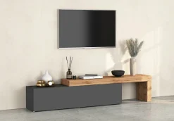 OTTO home Lowboard »Chronos TV-Board, TV-Schrank« Breite verstellbar von 190 bis 350 cm, 1 Stk. tlg. Breite 270 cm TV-Board,Lowboard,1 Klappe und ein L-Förmiger Aufsatz