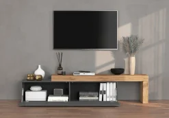 OTTO home Lowboard »Chronos TV-Board, TV-Schrank« Breite verstellbar von 190 bis 350 cm, 1 Stk. tlg. Breite 270 cm TV-Board,Lowboard,1 Klappe und ein L-Förmiger Aufsatz