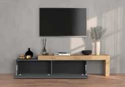 OTTO home Lowboard »Chronos TV-Board, TV-Schrank« Breite verstellbar von 190 bis 350 cm, 1 Stk. tlg. Breite 270 cm TV-Board,Lowboard,1 Klappe und ein L-Förmiger Aufsatz