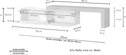 OTTO home Lowboard »Chronos TV-Board, TV-Schrank« Breite verstellbar von 190 bis 350 cm, 1 Stk. tlg. Breite 270 cm TV-Board,Lowboard,1 Klappe und ein L-Förmiger Aufsatz