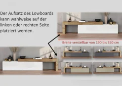 OTTO home Lowboard »Chronos TV-Board, TV-Schrank« Breite verstellbar von 190 bis 350 cm, 1 Stk. tlg. Breite 270 cm TV-Board,Lowboard,1 Klappe und ein L-Förmiger Aufsatz