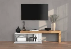 OTTO home Lowboard »Chronos TV-Board, T-Schrank« Breite verstellbar von 180 bis 290 cm, 1 Stk. tlg. Breite 240 cm TV-Board,Lowboard,1 Klappe und ein L-Förmiger Aufsatz