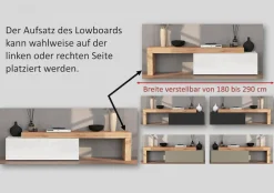 OTTO home Lowboard »Chronos TV-Board, T-Schrank« Breite verstellbar von 180 bis 290 cm, 1 Stk. tlg. Breite 240 cm TV-Board,Lowboard,1 Klappe und ein L-Förmiger Aufsatz