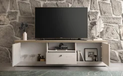 OTTO home Lowboard »Country Breite 211 cm, TV-Board 2 Türen u. 1 Schubkasten, TV-Schrank« im Landhausstil, viel Strauraum, mit Metallgriffe, MDF Rahmen