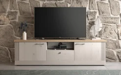 OTTO home Lowboard »Country Breite 211 cm, TV-Board 2 Türen u. 1 Schubkasten, TV-Schrank« im Landhausstil, viel Strauraum, mit Metallgriffe, MDF Rahmen