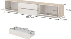 OTTO home Lowboard »Criss, Breite 200 cm, moderne grifflose TV-Kommode« TV-Kommode, TV-Schrank, hängend und stehend montierbar