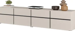 OTTO home Lowboard »Cross,Breite 225 cm, moderne grifflose TV-Kommode« TV-Schrank mit viel Stauraum, TV-Board