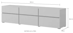 OTTO home Lowboard »Cross, moderne grifflose TV-Kommode,3 Klappen/3 Schubkästen« Breite 180 cm, TV-Schrank mit viel Stauraum, TV-Board