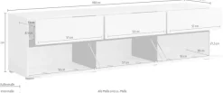 OTTO home Lowboard »Cross, moderne grifflose TV-Kommode,3 Klappen/3 Schubkästen« Breite 180 cm, TV-Schrank mit viel Stauraum, TV-Board