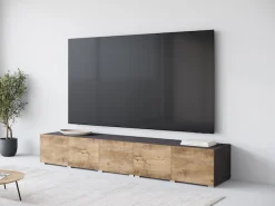 OTTO home Lowboard »Denver 250 cm für bis zu 98-Zoll TVs - Weltmeisterschaft im XXL Format« Wahlweise mit oder ohne offenes Fach in der Mitte