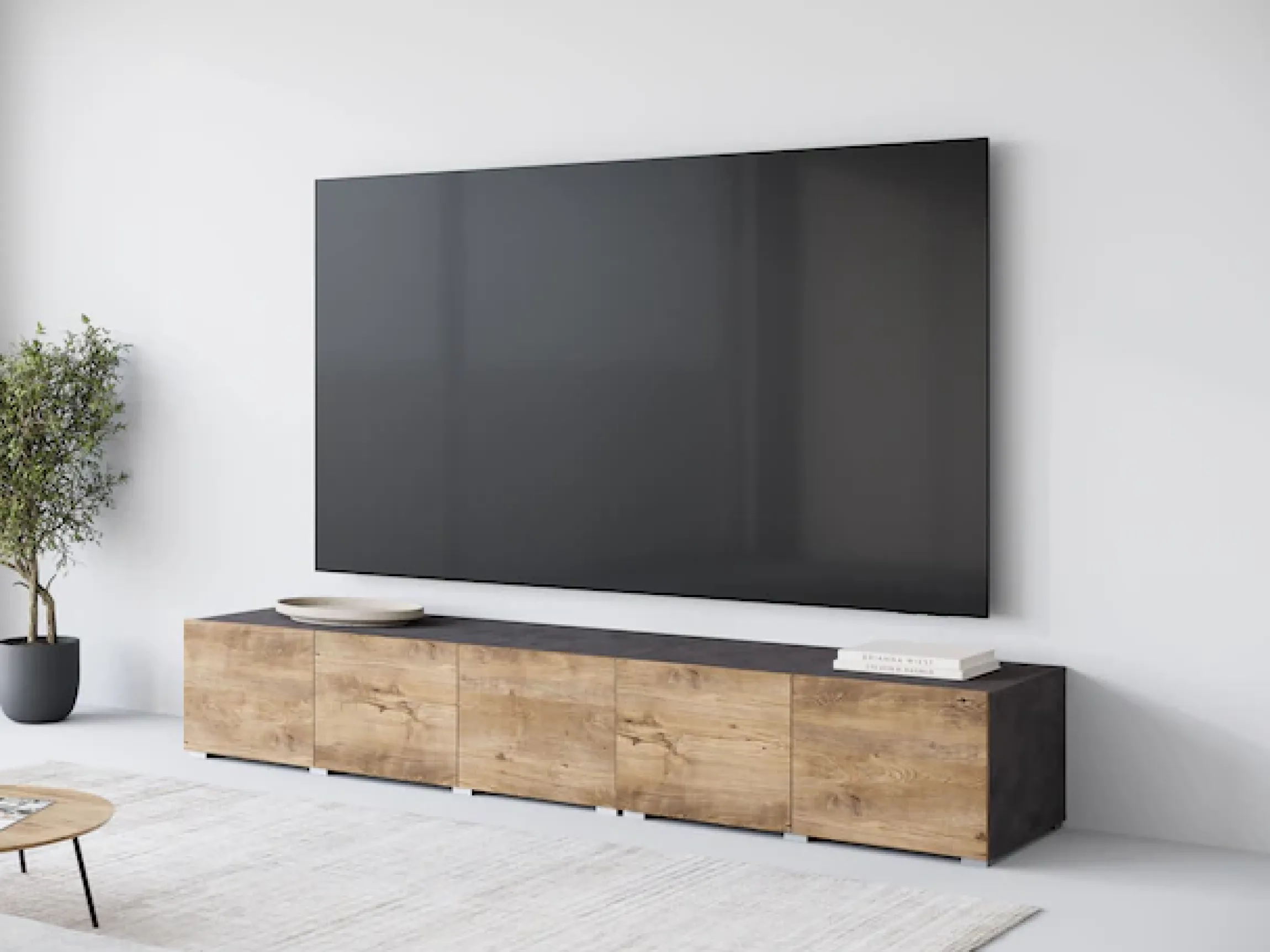 OTTO home Lowboard »Denver 250 cm für bis zu 98-Zoll TVs - Weltmeisterschaft im XXL Format« Wahlweise mit oder ohne offenes Fach in der Mitte