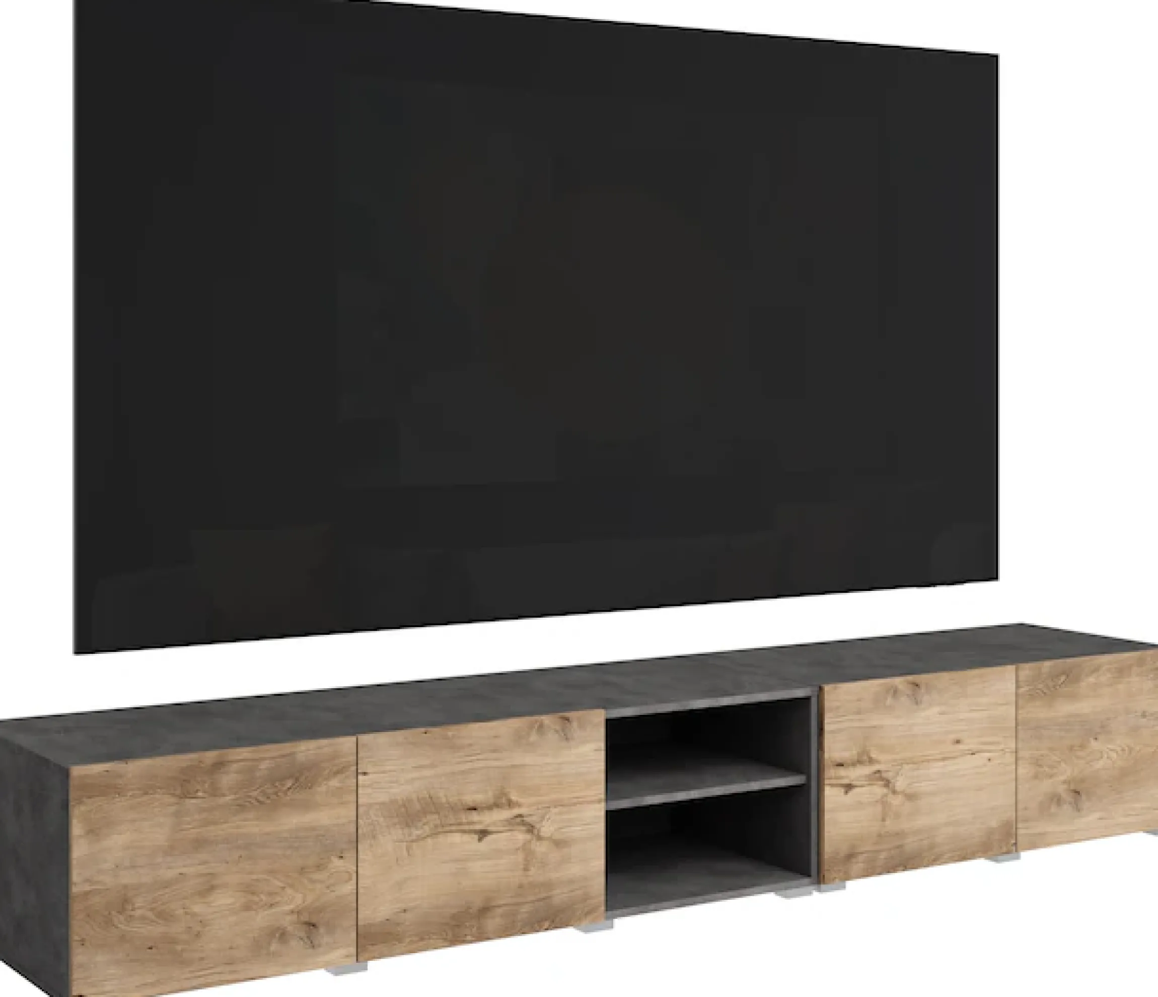 OTTO home Lowboard »Denver 250 cm für bis zu 98-Zoll TVs - Weltmeisterschaft im XXL Format« Wahlweise mit oder ohne offenes Fach in der Mitte