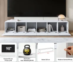 OTTO home Lowboard »Denver Erlebe die Weltmeisterschaft im XXL-Format« 1 Stk. tlg. Elegantes TV-Möbel 220 cm, speziell für bis zu 98-Zoll Fernseher