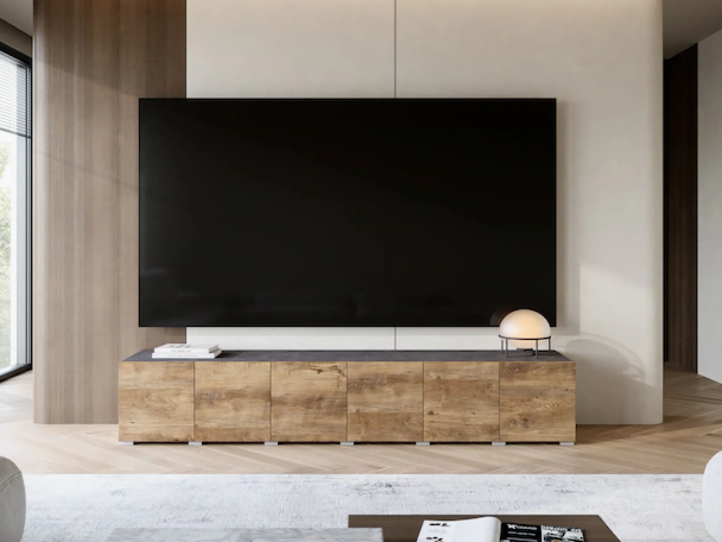 OTTO home Lowboard »Denver Erlebe die Weltmeisterschaft im XXL-Format« 1 Stk. tlg. Elegantes TV-Möbel 220 cm, speziell für bis zu 98-Zoll Fernseher