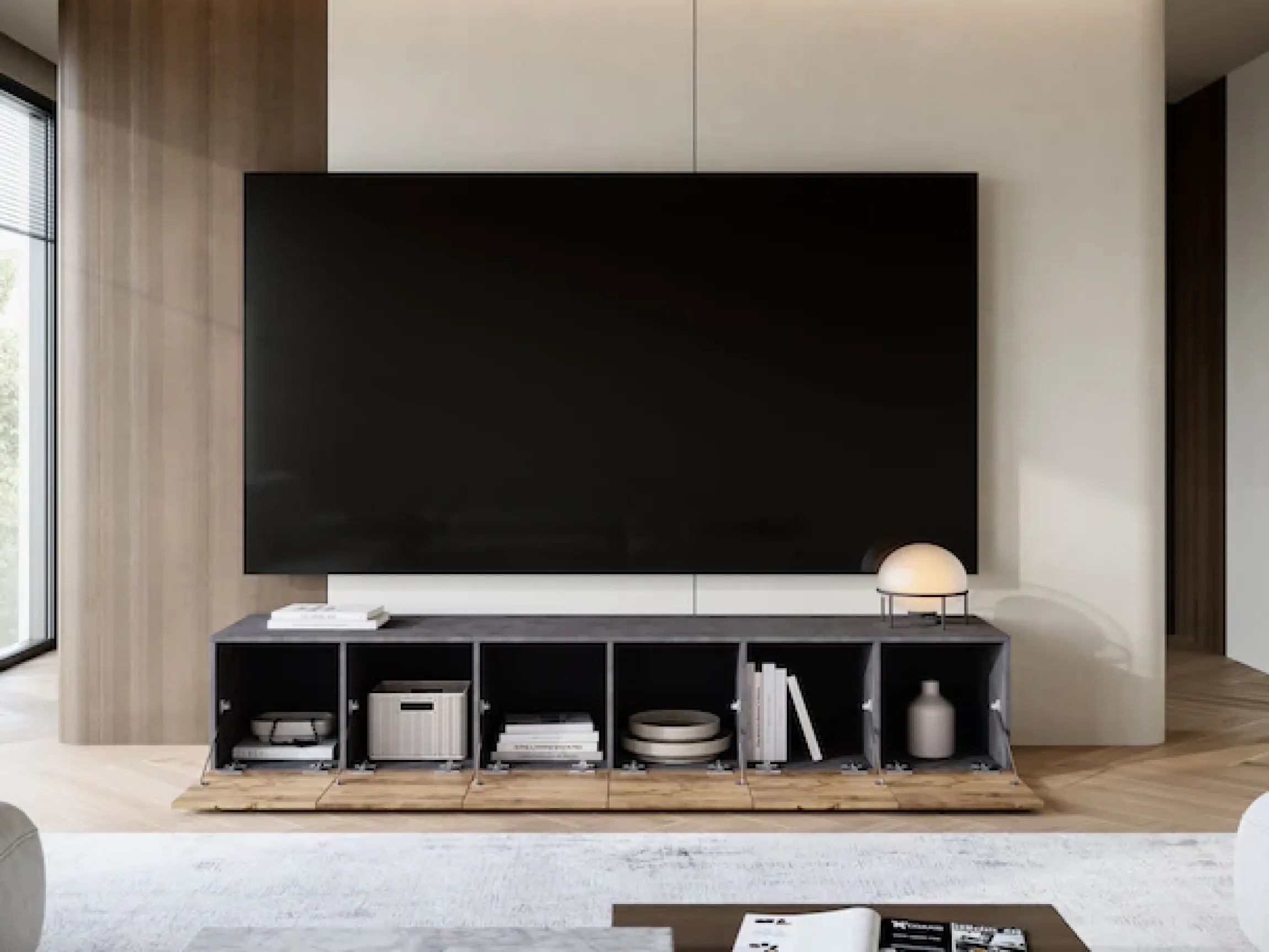 OTTO home Lowboard »Denver Erlebe die Weltmeisterschaft im XXL-Format« 1 Stk. tlg. Elegantes TV-Möbel 220 cm, speziell für bis zu 98-Zoll Fernseher