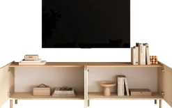 OTTO home Lowboard »Dobbiaco, 202 cm breit, 4 Türen, Mediaboard, TV-Schrank« Innenliegendes Top, gerade Metallfüße, Tür mit Rundung