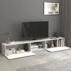 OTTO home Lowboard »Egypt,Lowboard,TV-Kommode,TV-Möbel,TV-Bank« mit 2 Klappen, 2 Glasböden,kompl. Hochgl. lackiert (B/T/H)240x38x35 cm