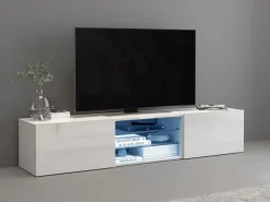 OTTO home Lowboard »Egypt,Lowboard,TV-Kommode,TV-Möbel,TV-Bank« mit 2 Klappen, 2 Glasböden, Türen Hochgl. lackiert (B/T/H)180x38x35 cm